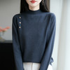 2025新款秋冬半高领打底衫纽扣毛衣女宽松外穿针织上衣洋气毛衣 商品缩略图2