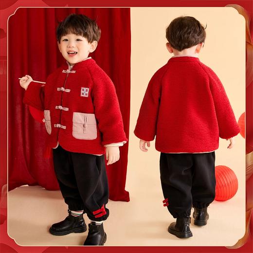 【清仓】嘟嘟家儿童男童女宝冬季三层夹棉拜年服套装BSG122DCF418 商品图2