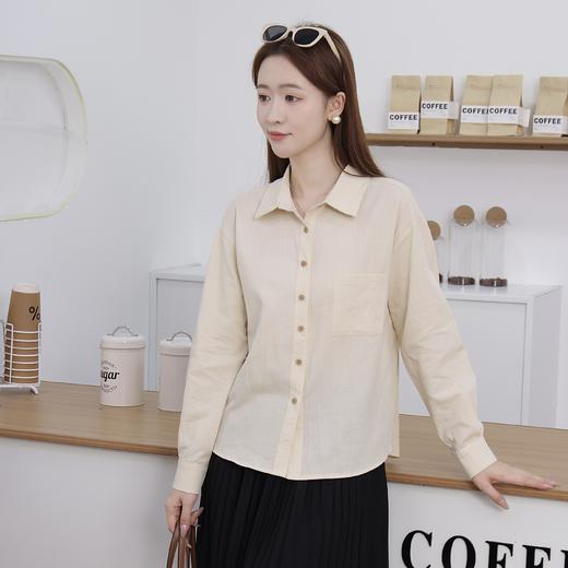 【春秋单穿 秋冬叠穿】卷卷紫简约翻领衬衫 苎麻棉混纺轻盈透气 宽松版型不挑身材 极简主义简约百搭 商品图1