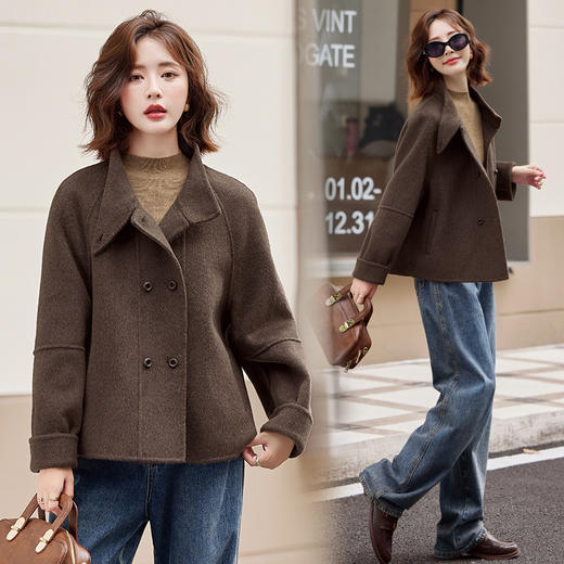 小香风纯手工缝制，双面毛呢短款外套HR-ZYQQ28 商品图1