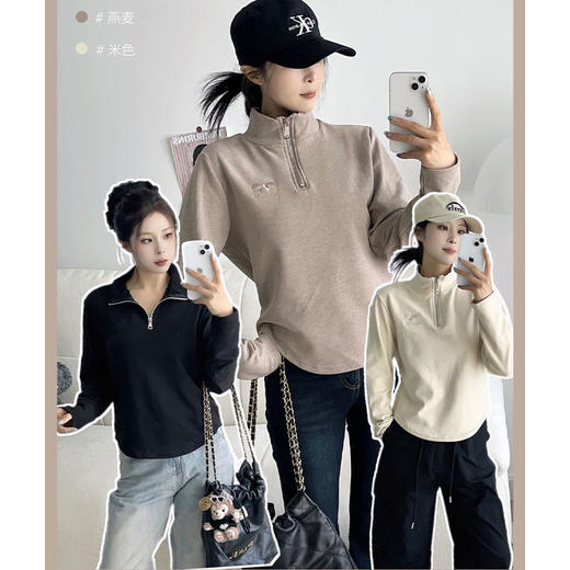 秋冬款半拉链蝴蝶刺绣卫衣女纪念日百货门店同款165444531 商品图0