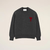 AMI 男女同款心形徽标刺绣嵌花羊毛针织衫 深灰色 UKS838 018 084 商品缩略图0