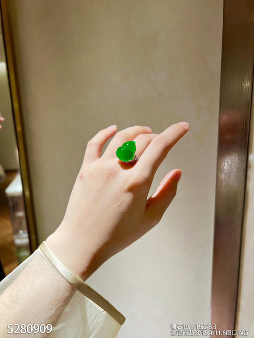 高冰种帝王绿葫芦吊坠戒指两用款【5280909】具体价格微信咨询 商品图7