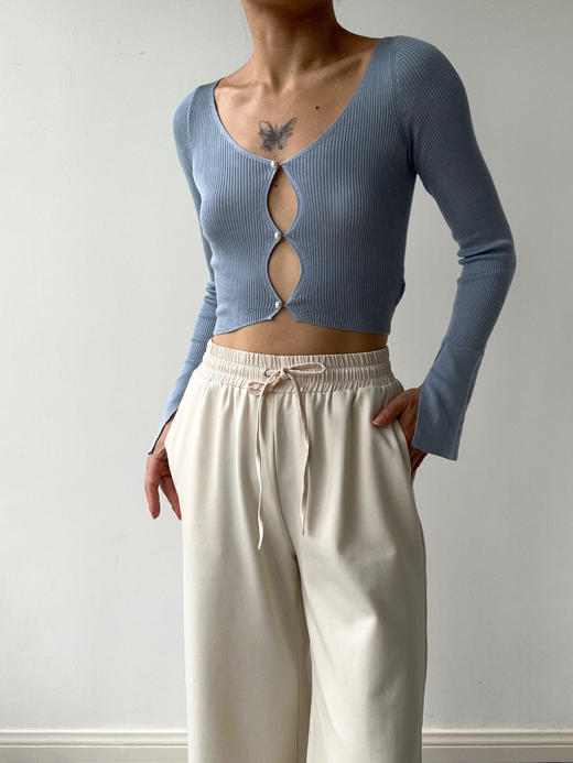 丝所｜S22T004 静海真丝针织镂空短开衫［ 蓝AC / 棕BC / 紫CC / 黑DC ] 商品图4