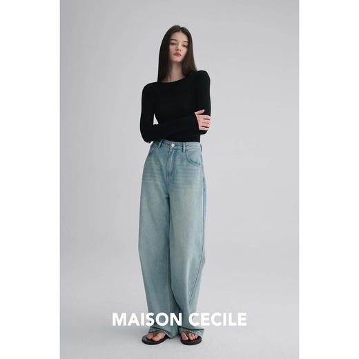 MAISON CECILE 两色|桑蚕丝羊绒亲肤软糯一字领修身针织打底衫 商品图4