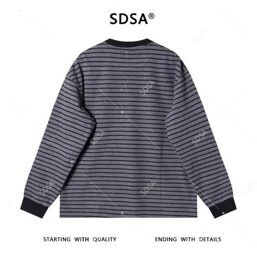SDSA男士秋冬新款痞帅男装韩版撞色条纹洒金圆领卫衣百搭套头上衣 商品图5