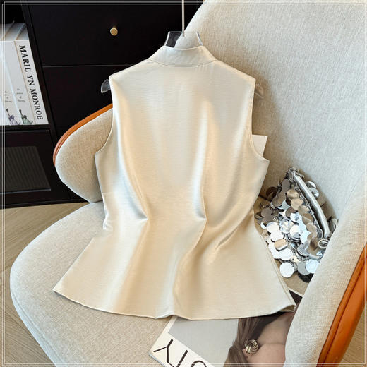 XYF83192025秋季新款复古新中式国风改良文艺休闲盘扣立领开衫马甲上衣女 商品图3