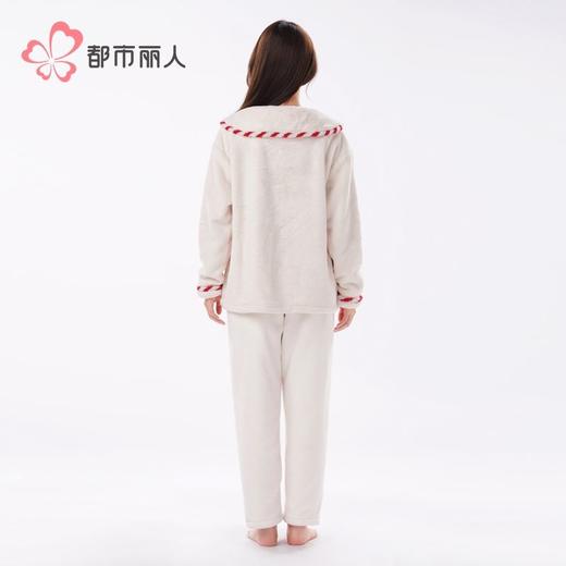 都市丽人睡衣美舒绒睡衣女士家居服长袖长裤法兰绒套装LHH1L3 商品图3