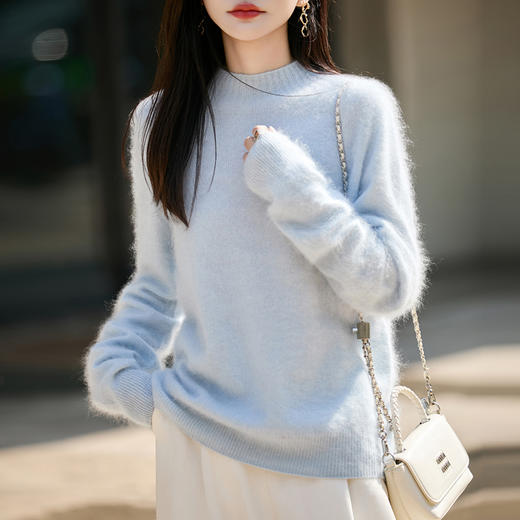 馥迦慵懒软糯拉绒拉毛无缝半高领羊毛衫 商品图12