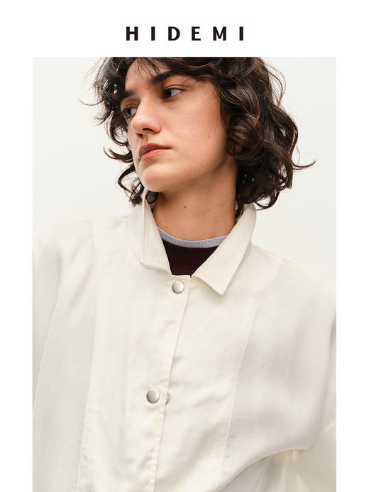 HIDEMI 极简设计感轻户外撞钉抽绳廓形垂顺感衬衫 商品图2