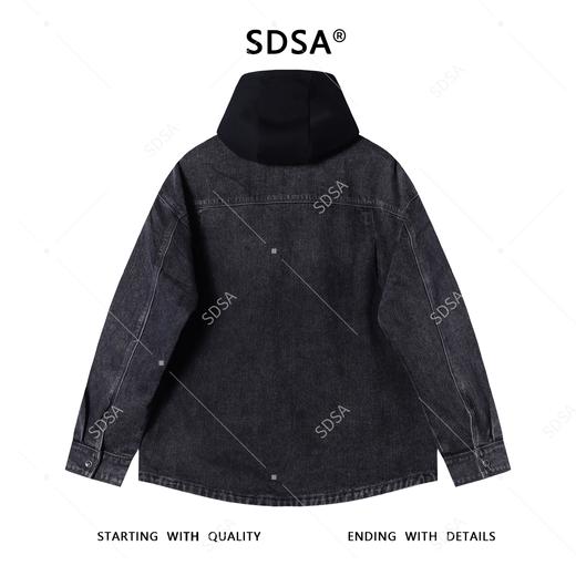 8086SDSA男士秋冬新款痞帅男装简欧风宽松拼接连帽牛仔衬衫百搭时尚 商品图4