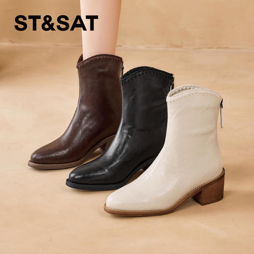 星期六法式优雅风绒里切尔西短靴SSD4116CL0 商品图2