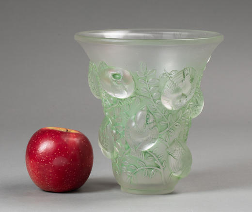 独角鹿西洋古董1930年法国顶级水晶工坊莱俪LALIQUE设计出品「Saint François 圣方济各」主题绿色欧泊水晶花瓶 商品图1