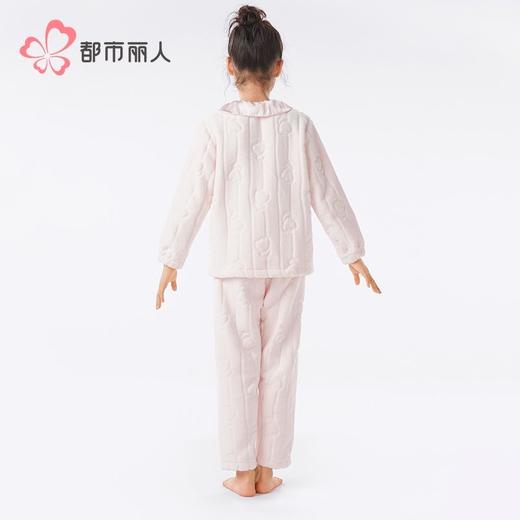 都市丽人睡衣女童法兰绒儿童家居服长袖长裤童装法兰绒套装JHH9D3 商品图3