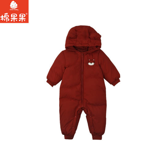 棉果果冬季新品男童女童红色涤丝纺羽绒保暖加厚三防面料羽绒爬衣羽绒连体衣M502722925613 商品图1