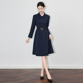 「高货wl」全新升级【铂金会员339/天猫459/差价120】(65825)洛诗琳法式简约小香风连衣裙2025秋季通勤翻领收腰A字裙女