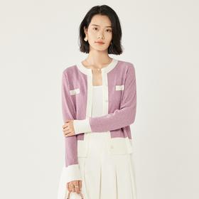 「自」全新升级【铂金会员330/天猫449/差价119】(73641)洛诗琳法式小香风拼接羊毛开衫2025秋季高级感针织外套女