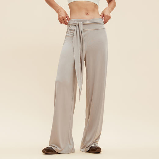 【限时秒】YOGACODE【火树银花系列】慵懒宽松阔腿裤女可拆卸腰带透气垂感遮肉显瘦直筒长裤DWL125601 商品图1