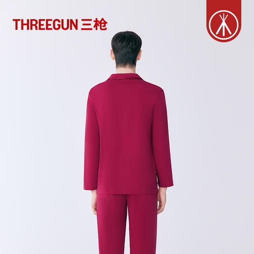 Threegun三枪 丝感棉翻领开襟男士家居套-T80086D02 商品图8
