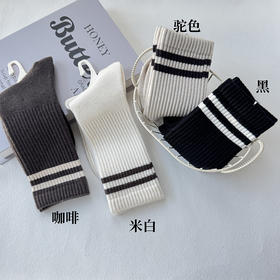 袜子女简约条纹暖绒中筒袜纪念日百货门店同款165593596
