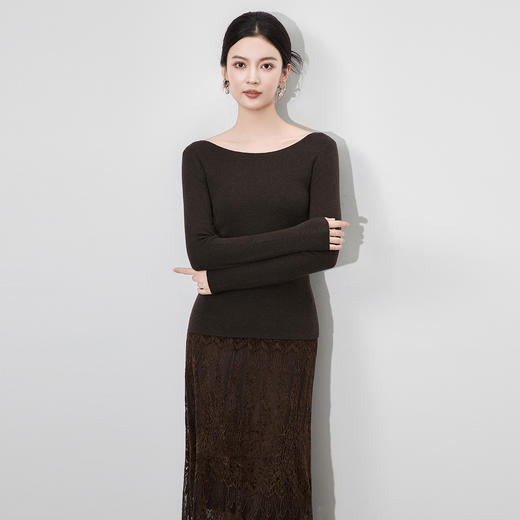 「高货wl」全新升级【铂金会员183/天猫239/差价56】(92742)洛诗琳超细美丽诺羊毛针织衫2025秋季船领简约打底上衣 商品图1