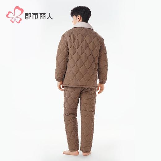 都市丽人睡衣蜜桃绒夹棉男士家居服长袖长裤加厚夹棉套装FHH1E2 商品图3