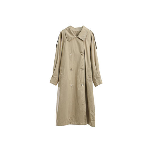 绽放647朵/经典双排扣宽松复古翻领长款风衣外套女松弛感气质大衣 商品图4