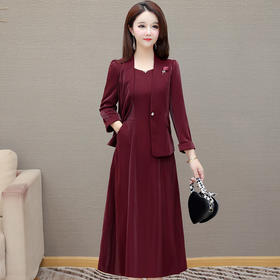 QYM 1315C516-Y时尚优雅连衣裙外搭两件套连衣裙+外套