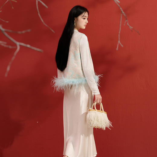 三彩【沧海一粟 】2025冬季新款提花棉服马甲无袖棉衣外套C 商品图2