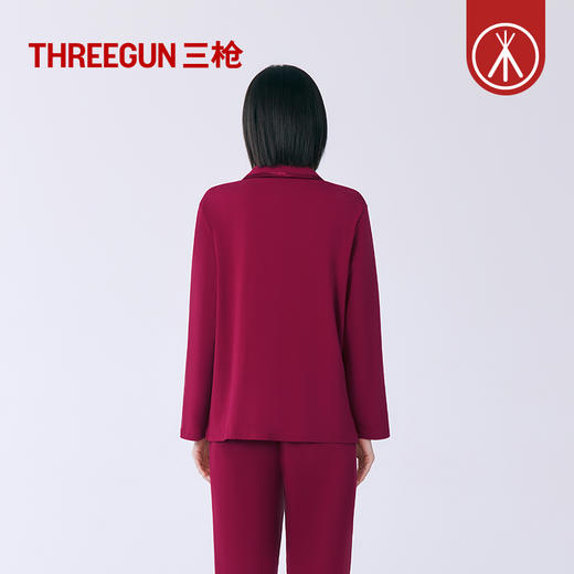 Threegun三枪 丝感棉翻领开襟女士家居套-T80087D02 商品图8