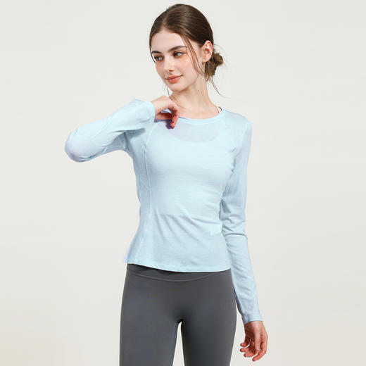 【限时秒】YOGACODE【火树银花系列】美利奴羊毛瑜伽服长袖秋款轻薄透气运动t恤DWT125666 商品图3