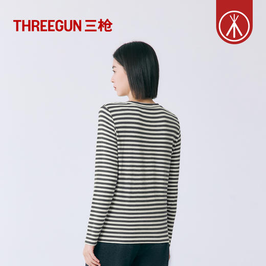 Threegun三枪 雪绒花彩条圆领女衫-T20081A01 商品图8