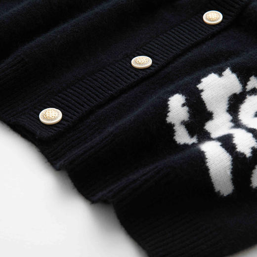 100山羊绒圆领宽松针织羊绒开衫上衣 商品图2