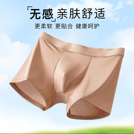 【4条装】10A抑菌含莱赛尔桑蚕丝男士内裤男轻奢缎面大码不勒1556净面内裤 商品图1