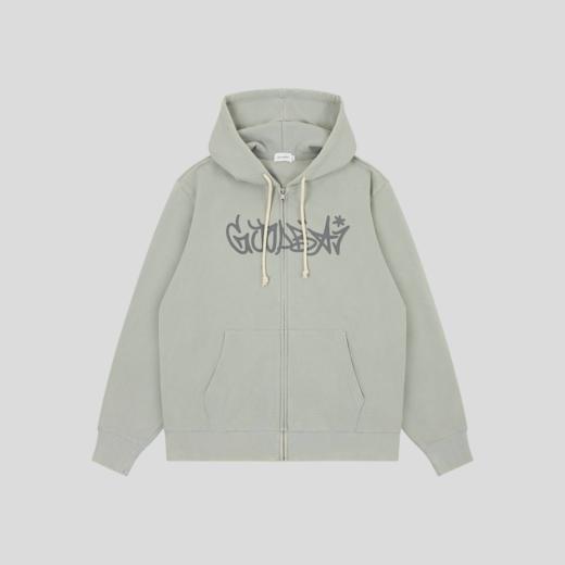 GOODBAI撞色涂鸦logo印花连帽拉链卫衣夹克 商品图1