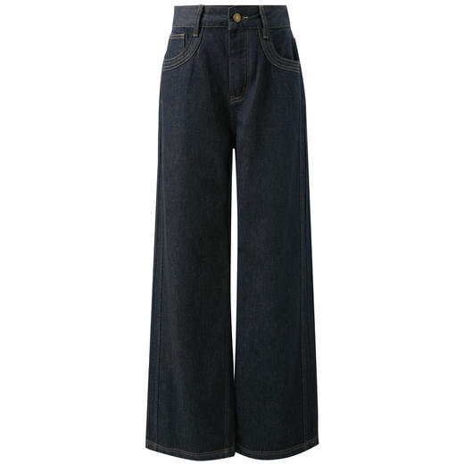 【100棉】三彩2025冬季新款宽松牛仔裤休闲阔腿裤一体绒磨毛长裤M 商品图4