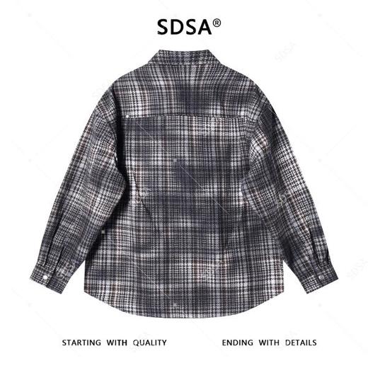 SDSA男士秋冬新款痞帅男装韩版休闲扎染格子纽扣翻领长袖衬衫百搭 商品图4