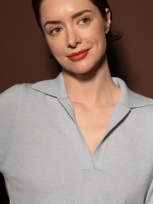 Puree｜#1975 Cashmere summer polo 羊绒polo领短袖上衣 [  白 / 灰 / 蓝  ] 商品图7