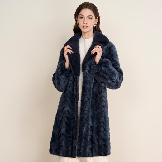 EITIE爱特爱大毛领V领时尚显瘦厚实水貂毛皮草外套2025冬季新款D2593911X 商品图2