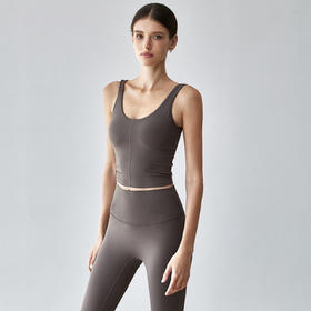 【限时秒】YOGACODE【火树银花系列】玻尿酸U领宽肩带3D聚拢胸垫裸感运动背心女DWB125563