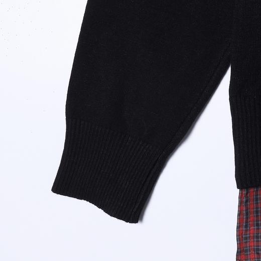 51165SDSA秋冬新款痞帅男装韩版拼接撞色假两件针织毛衣复古翻领上衣 商品图4