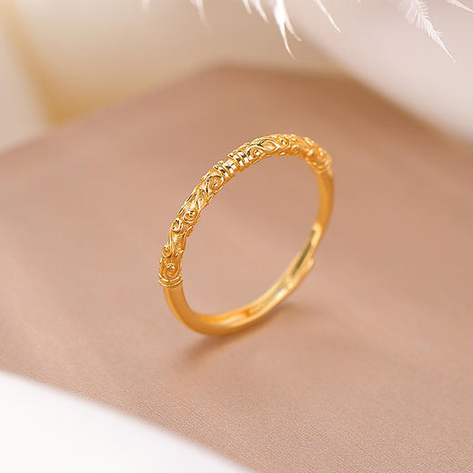 S999足银镀金金箍棒戒指亮金工艺，吉祥如意开口指环CW 商品图0