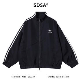 SY1099SDSA男士秋冬新款痞帅男装美式撞色织带印花字母拉链立领夹克外套