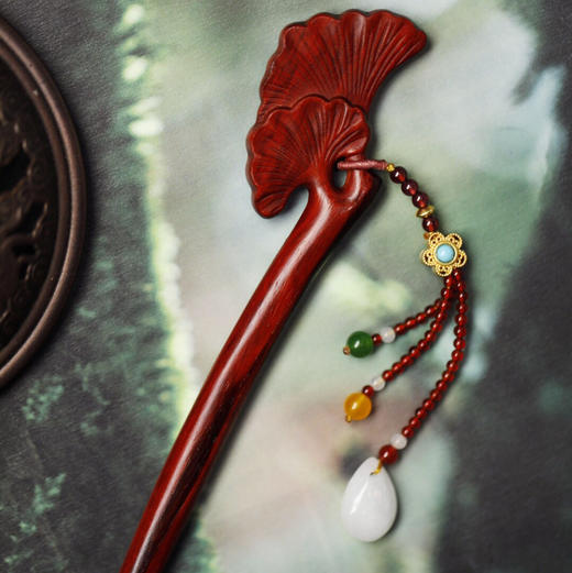 【青山特惠】小叶紫檀【银杏】发簪 s25 商品图5