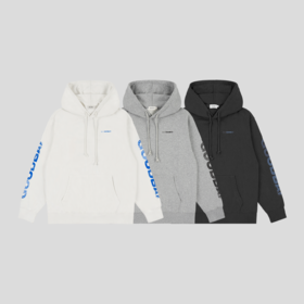 GOODBAI撞色花体logo做旧印花宽松连帽卫衣