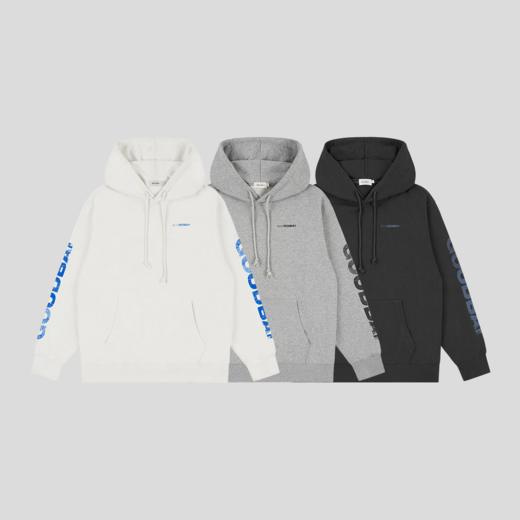 GOODBAI撞色花体logo做旧印花宽松连帽卫衣 商品图0