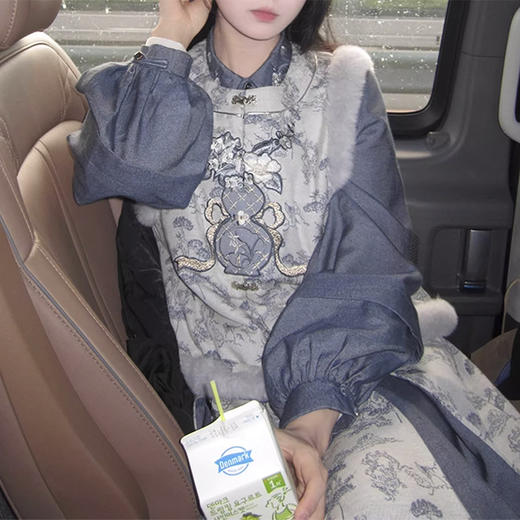 裁缝学苑AH74国风中式灯笼袖翻领衬衣纸样马甲折裥裙牛仔打版裁剪图 商品图4