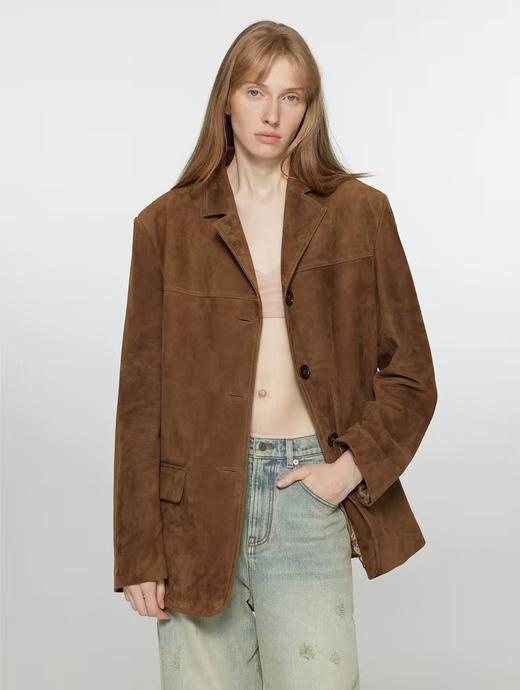 复古麂皮西装外套闲宽松高级感美拉德大衣 商品图6