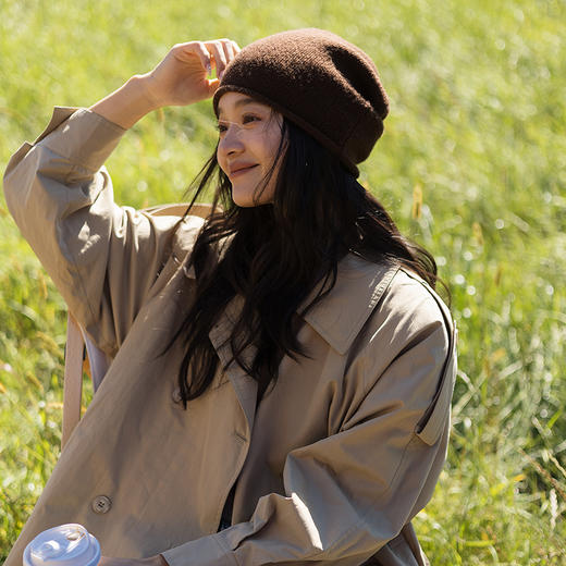 绽放647朵/经典双排扣宽松复古翻领长款风衣外套女松弛感气质大衣 商品图2