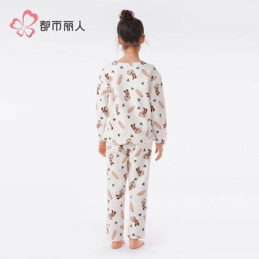 都市丽人睡衣男童女童雪粒绒家居服长袖长裤童装摇粒绒套装JHH9C9 商品图3